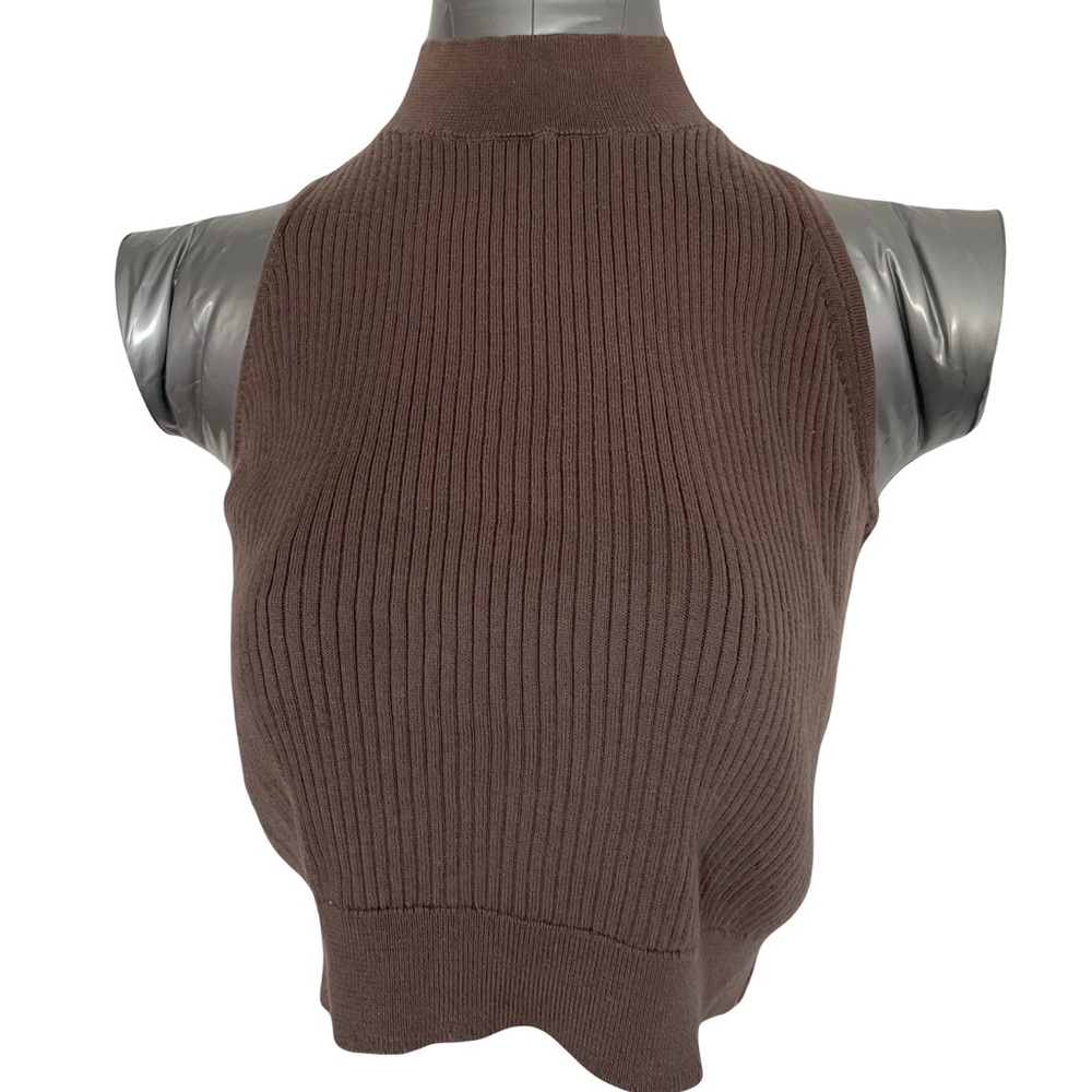 UNIQLO Mock Neck Crop Top Brown